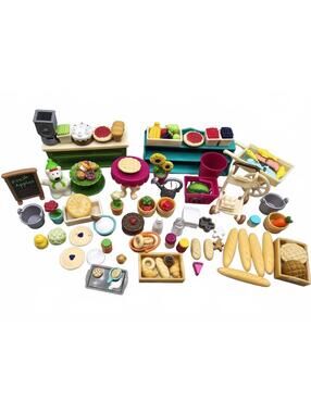 Miniature Toy Bakery and Grocery Set with Food Items and Accessories